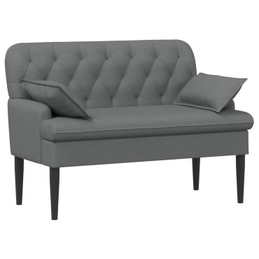 vidaXL Love seat με κουμπιά Σκούρο Γκρι 111x68x80cm Ύφασμα