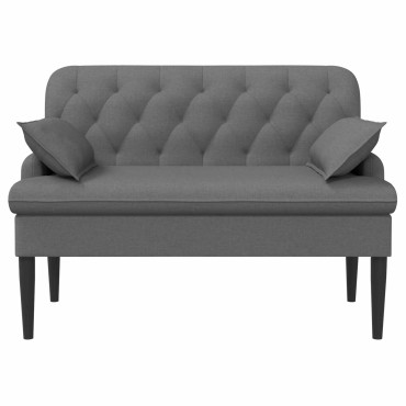 vidaXL Love seat με κουμπιά Σκούρο Γκρι 111x68x80cm Ύφασμα