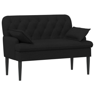 vidaXL Love seat με κουμπιά Μαύρο 111x68x80cm Ύφασμα