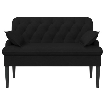 vidaXL Love seat με κουμπιά Μαύρο 111x68x80cm Ύφασμα