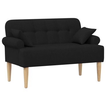 vidaXL Love seat με κουμπιά Μαύρο 120x65x79cm Ύφασμα