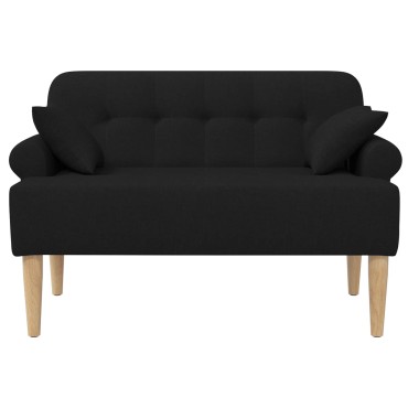 vidaXL Love seat με κουμπιά Μαύρο 120x65x79cm Ύφασμα