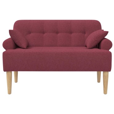 vidaXL Love seat με κουμπιά Κόκκινο 120x65x79cm Ύφασμα