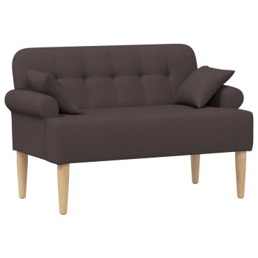 vidaXL Love seat με κουμπιά Σκούρο Καφέ 120x65x79cm Ύφασμα