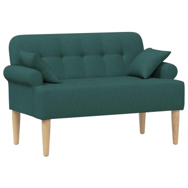 vidaXL Love seat με κουμπιά Σκούρο Πράσινο 120x65x79cm Ύφασμα