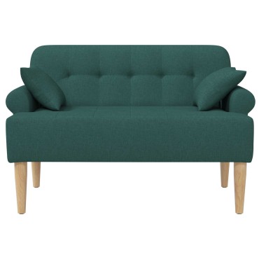 vidaXL Love seat με κουμπιά Σκούρο Πράσινο 120x65x79cm Ύφασμα