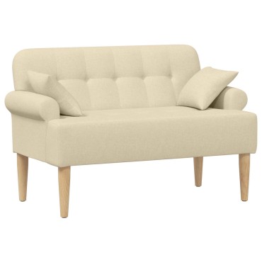 vidaXL Love seat με κουμπιά Κρεμ 120x65x79cm Ύφασμα