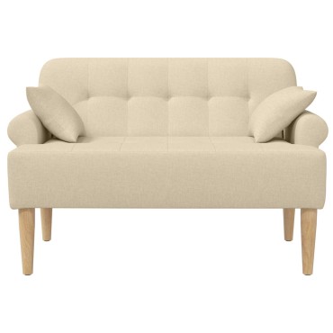 vidaXL Love seat με κουμπιά Κρεμ 120x65x79cm Ύφασμα