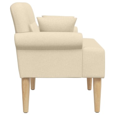 vidaXL Love seat με κουμπιά Κρεμ 120x65x79cm Ύφασμα