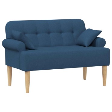 vidaXL Love seat με κουμπιά Μπλε 120x65x79cm Ύφασμα