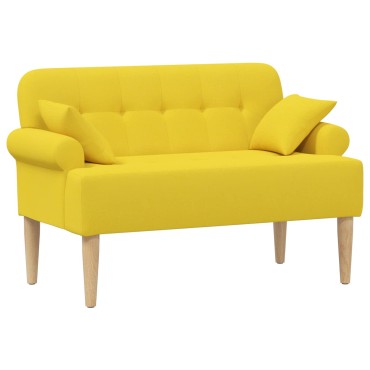 vidaXL Love seat με κουμπιά Ανοιχτό Κίτρινο 120x65x79cm Ύφασμα
