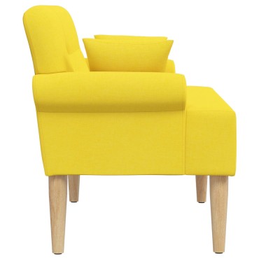 vidaXL Love seat με κουμπιά Ανοιχτό Κίτρινο 120x65x79cm Ύφασμα