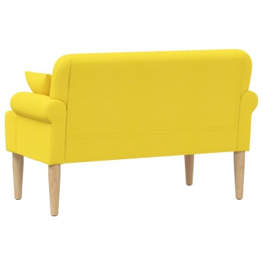 vidaXL Love seat με κουμπιά Ανοιχτό Κίτρινο 120x65x79cm Ύφασμα