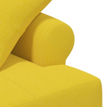 vidaXL Love seat με κουμπιά Ανοιχτό Κίτρινο 120x65x79cm Ύφασμα