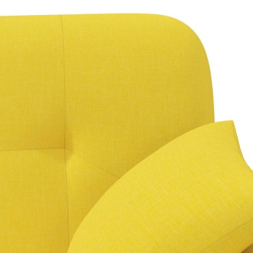 vidaXL Love seat με κουμπιά Ανοιχτό Κίτρινο 120x65x79cm Ύφασμα