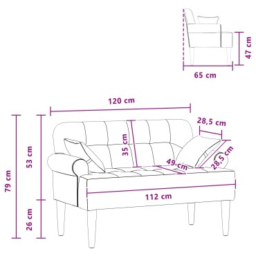 vidaXL Love seat με κουμπιά Ανοιχτό Κίτρινο 120x65x79cm Ύφασμα