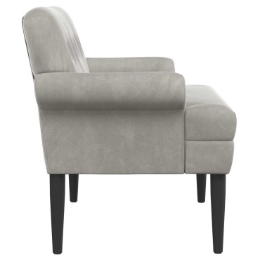 vidaXL Love seat με κουμπιά Ανοιχτό γκρι 120x66x78cm Βελούδο