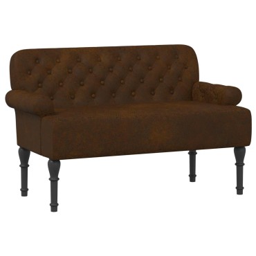 vidaXL Love seat με κουμπιά Καφέ 120x65x78 εκ