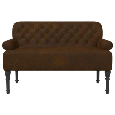 vidaXL Love seat με κουμπιά Καφέ 120x65x78 εκ