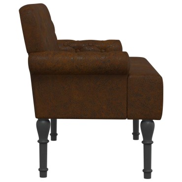 vidaXL Love seat με κουμπιά Καφέ 120x65x78 εκ