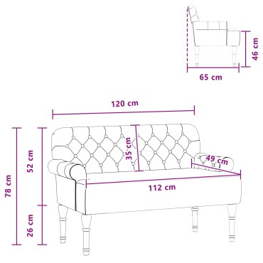 vidaXL Love seat με κουμπιά Σκούρο Γκρι 120x65x78 εκ