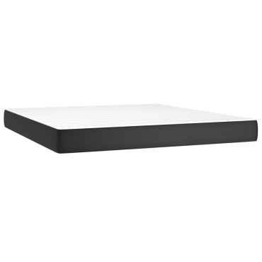 vidaXL Στρώμα με Pocket Springs Μεσαίας Σκληρότητας Μαύρο 152x203x20cm Συνθετικό Δέρμα 1 τεμ. - Διπλό