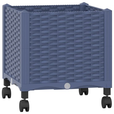 vidaXL Κήπος Γλαστράκι με Ροδάκια Μπλε Γκρι 40 x 40 x 48 cm PP