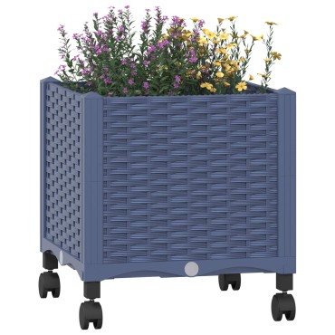 vidaXL Κήπος Γλαστράκι με Ροδάκια Μπλε Γκρι 40 x 40 x 48 cm PP