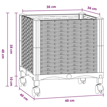 vidaXL Κήπος Γλαστράκι με Ροδάκια Μπλε Γκρι 40 x 40 x 48 cm PP