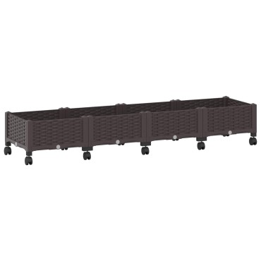 vidaXL Κήπος Γλαστράκι με Ροδάκια Καφέ 160 x 40 x 29 εκ PP