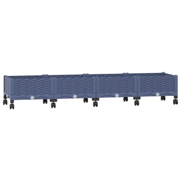 vidaXL Κήπος Γλαστράκι με Ροδάκια Μπλε Γκρι 160 x 40 x 29 cm PP