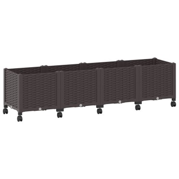 vidaXL Κήπος Γλαστράκι με Ροδάκια Καφέ 160 x 40 x 44 εκ PP