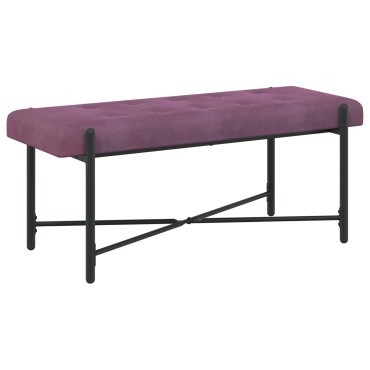 vidaXL Παγκάκι με κουμπιά και μαξιλάρια Μοβ 110x40x46cm Βελούδο