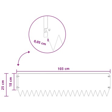 vidaXL Περίγραμμα γκαζόν 10 τμχ. 103 x 25 εκ Ατσάλι Ασημί