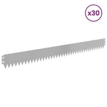 vidaXL Περίγραμμα γκαζόν 30 τμχ. 103 x 10 εκ Ατσάλι Ασημί