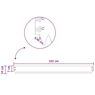 vidaXL Περίγραμμα γκαζόν 50 τμχ. 103 x 10 εκ Stainless Steel Ασημί