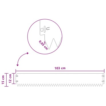 vidaXL Περίγραμμα γκαζόν 20 τμχ. 103 x 15 εκ Ατσάλι Ασημί