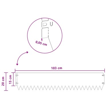 vidaXL Περίγραμμα γκαζόν 10 τμχ. 103 x 20 εκ Ατσάλι Ασημί