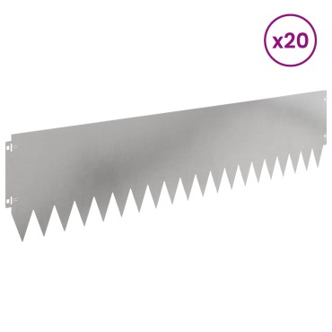 vidaXL Περίγραμμα γκαζόν 20 τμχ. 103 x 25 εκ Stainless Steel Ασημί