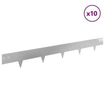 vidaXL Περίγραμμα γκαζόν 10 τμχ. 100 x 12 cm Ατσάλι Ασημί
