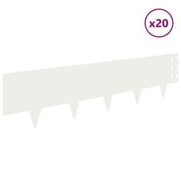 vidaXL Περίγραμμα γκαζόν 20 τμχ. 100 x 25 cm Ατσάλι Λευκό