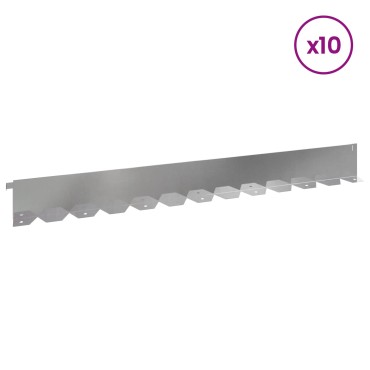 vidaXL Περίγραμμα γκαζόν 10 pcs 102 x 10 x 4 εκ. Ατσάλι Ασημί