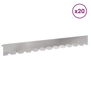 vidaXL Περίγραμμα γκαζόν 20 τμχ. 102 x 10 x 4 εκ. Ατσάλι Ασημί