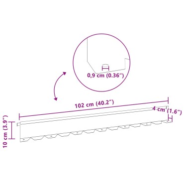vidaXL Περίγραμμα γκαζόν 30 τμχ. 102 x 10 x 4 εκ. Ατσάλι Ασημί