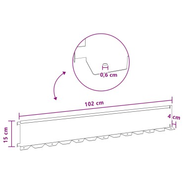 vidaXL Περίγραμμα γκαζόν 30 τμχ. 102 x 15 x 4 εκ. Ατσάλι Ασημί