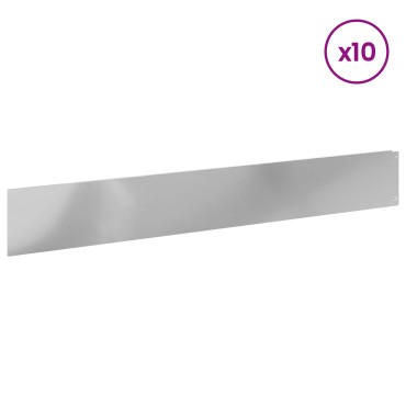 vidaXL Περίγραμμα γκαζόν 10 τμχ. 100 x 15 cm Ατσάλι Ασημί