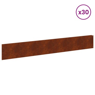 vidaXL Περίγραμμα γκαζόν 30 τμχ. 100 x 15 cm Ατσάλι Σκ rusty