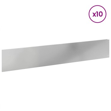 vidaXL Περίγραμμα γκαζόν 10 τμχ. 100 x 18 εκ Ατσάλι Ασημί