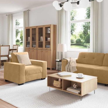 vidaXL Σετ Καναπέ 3 τεμ. Καφέ Βελούδο 221x80x80cm  Τριθέσιος
