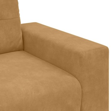 vidaXL Σετ Καναπέ 3 τεμ. Καφέ Βελούδο 221x80x80cm  Τριθέσιος